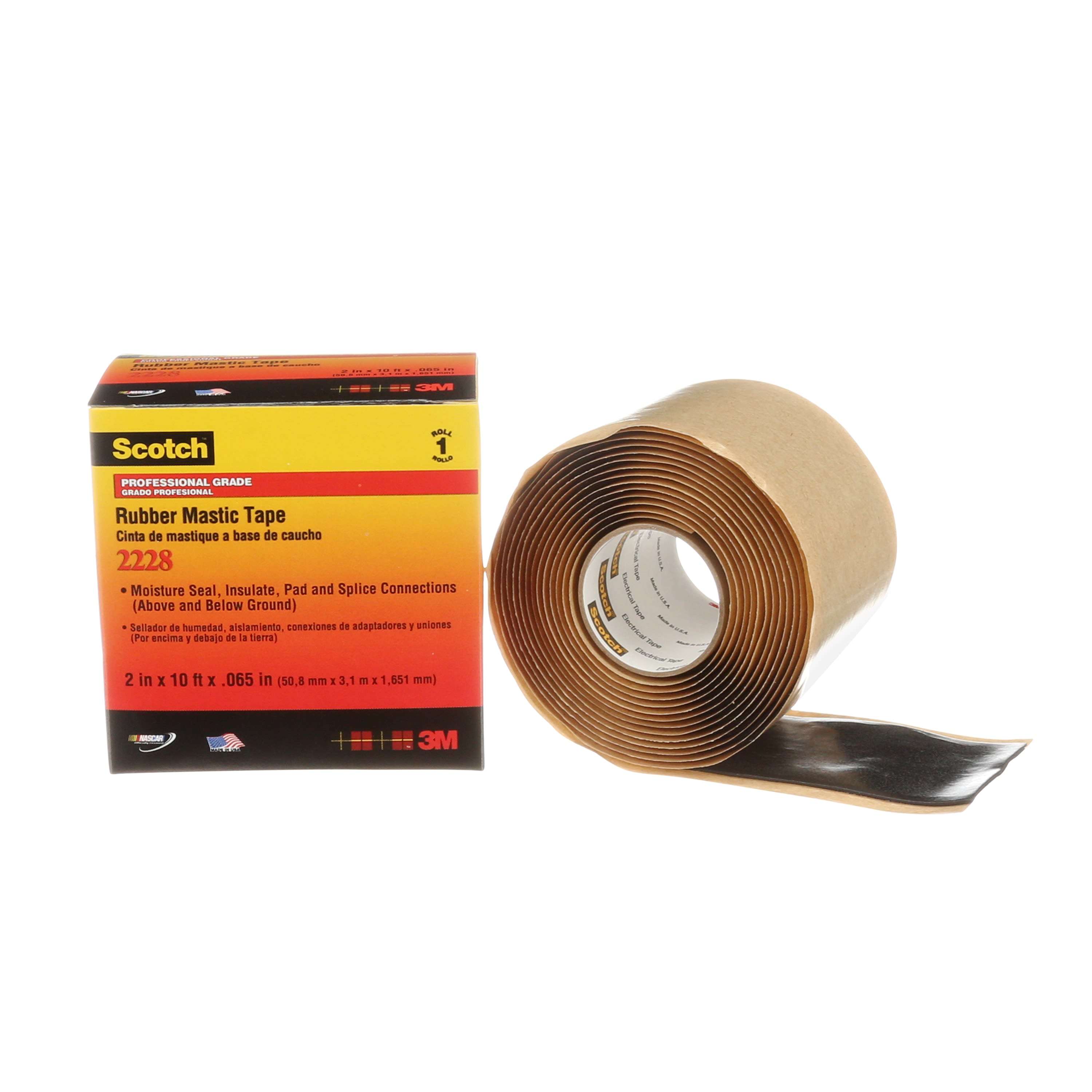 3M - Nastro in mastice di gomma Scotch® 2228, 50.8 mm x 3 m, 1.65 mm, 10 per confezione