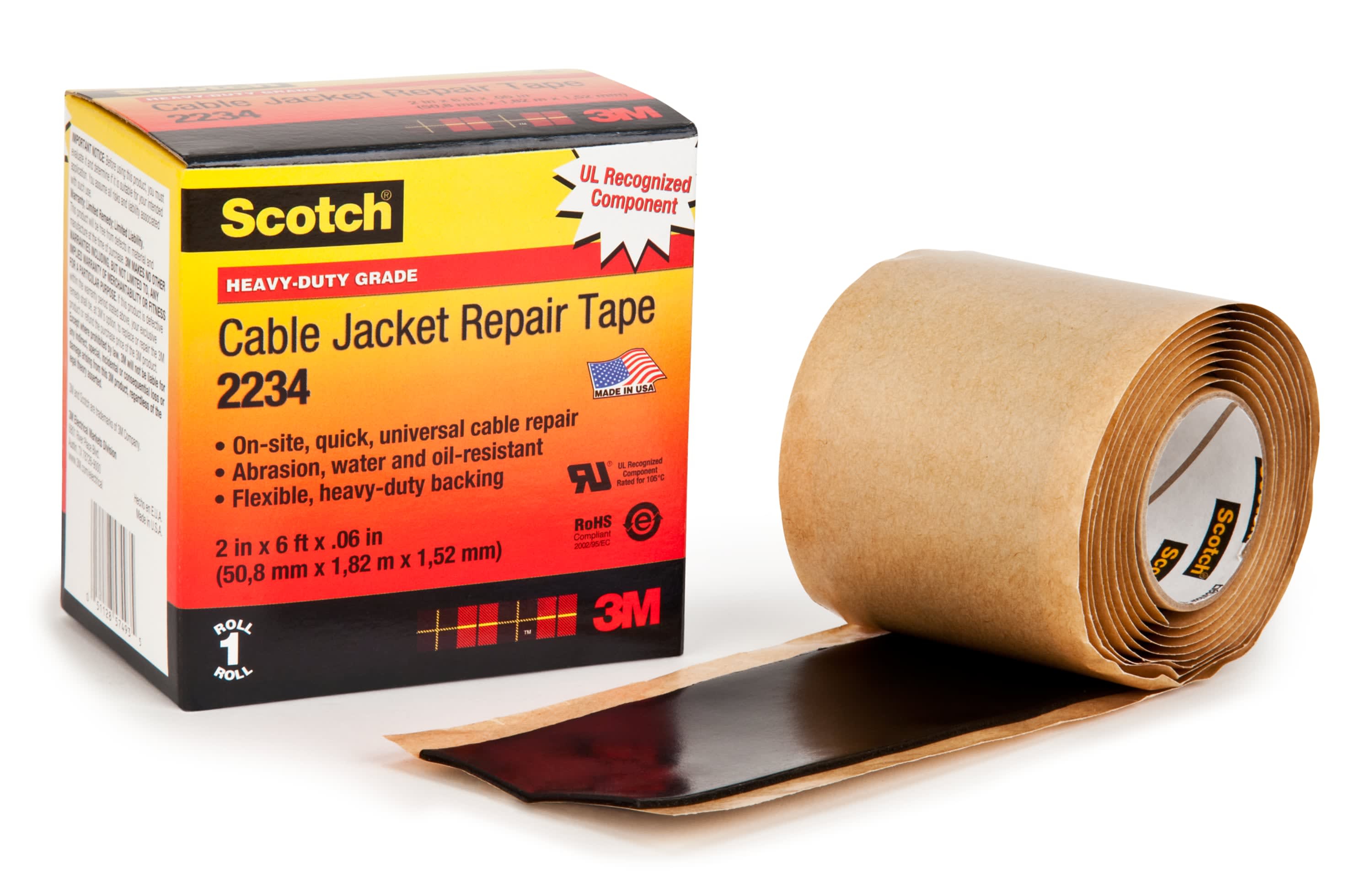 3M - Nastro di riparazione per cavi Scotch® 2234, 50.8 mm x 1820 mm, 1.52 mm