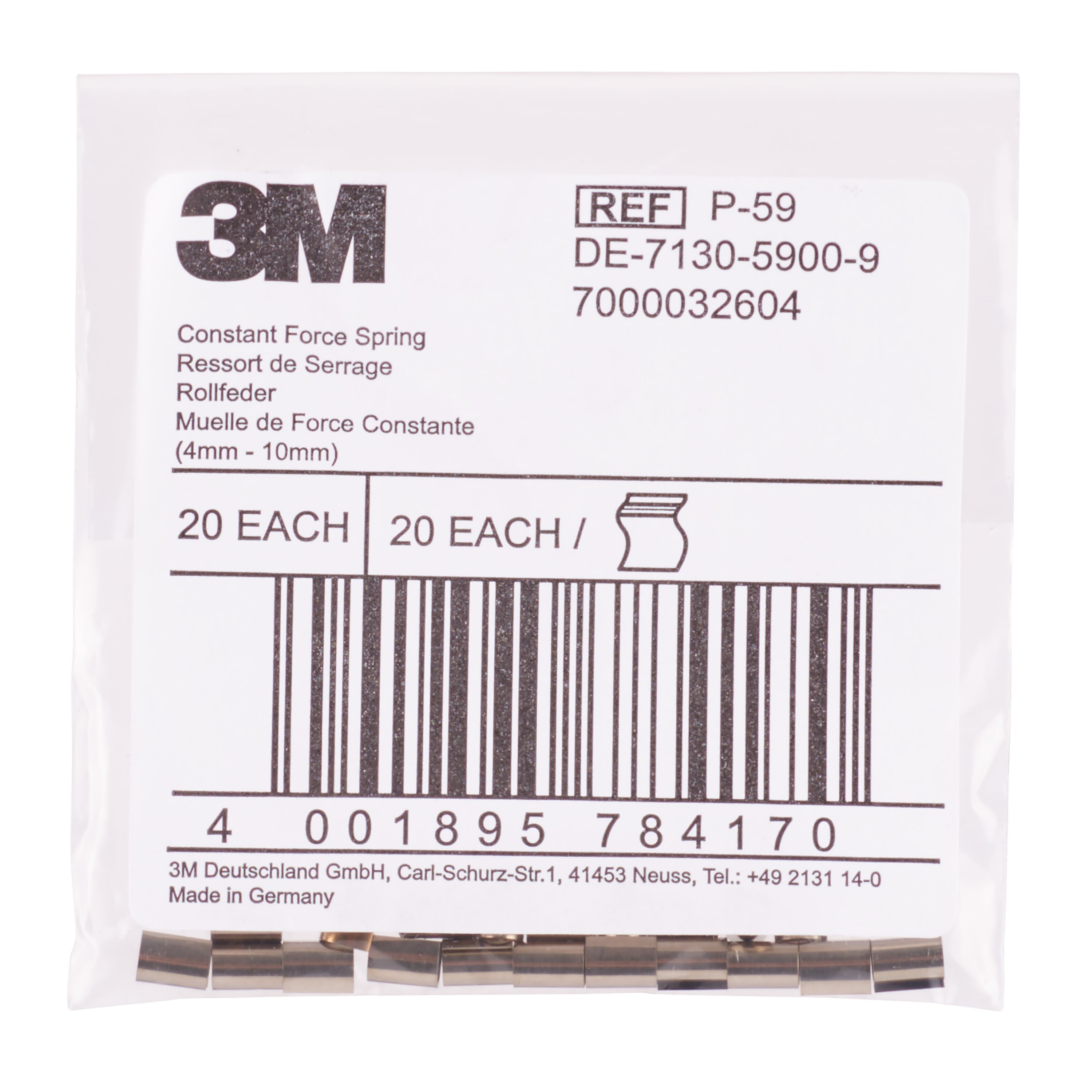 3M - Molla a forza costante P59 3M™ per connessioni senza saldatura da 4 a 10 mm di diametro - 100 per confezione