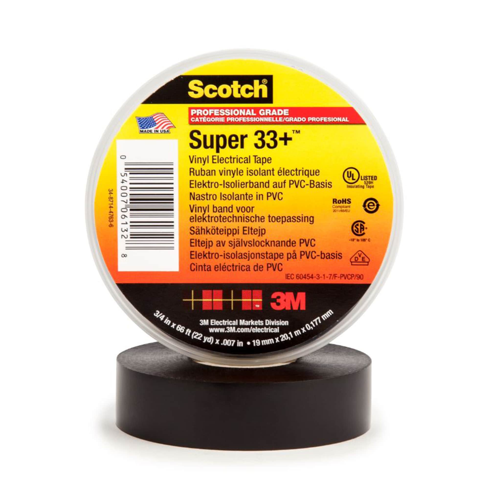 3M - Nastro isolante in PVC Scotch® Super 33+™, 19 mm x 20,1 m, 100 rotoli per confezione
