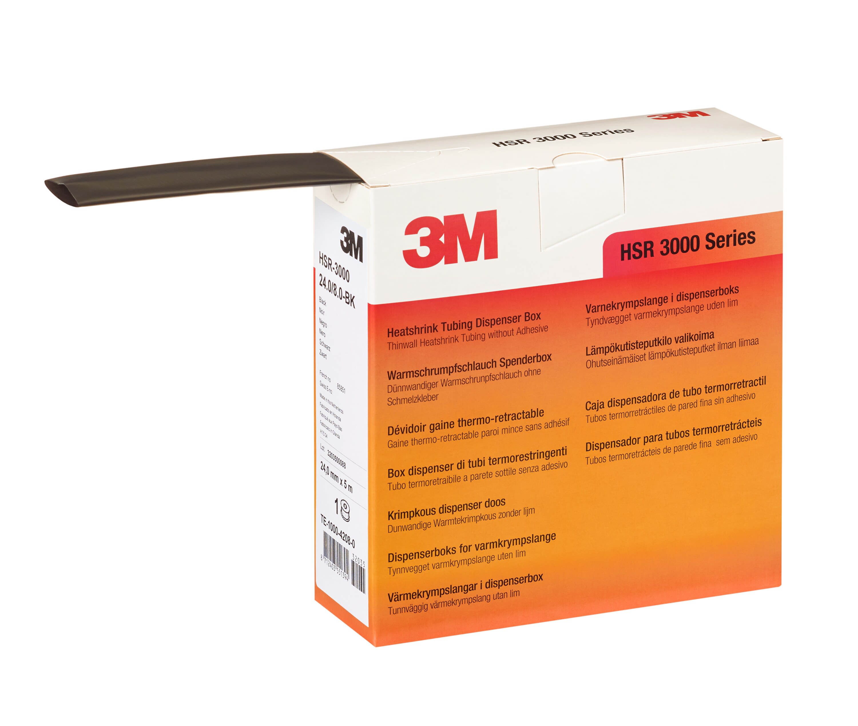 3M - Guaina termorestringente 3M™ HSR-3000 24,0/8,0 mm nero, Confezione Dispenser da 5 mt.