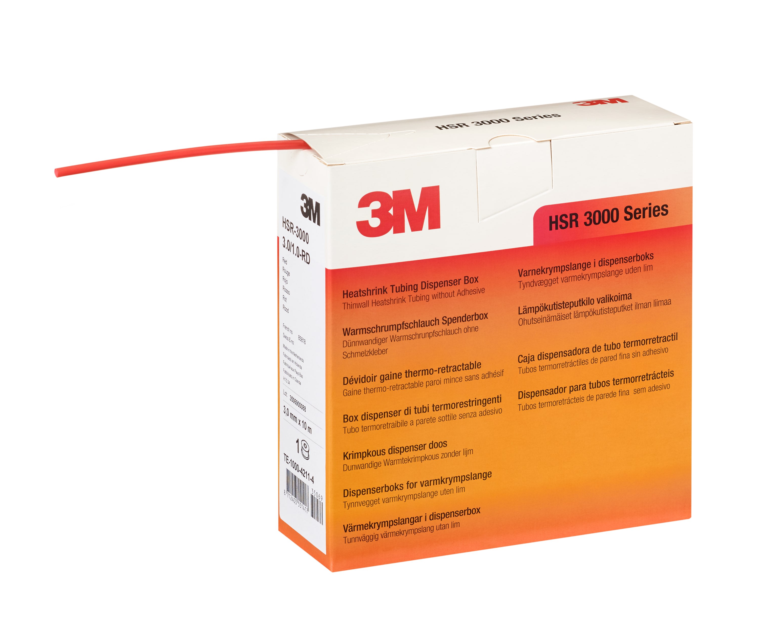 3M - Guaina termorestringente 3M™ HSR-3000 1,5/0,5 mm rosso, Confezione Dispenser da 12 mt.