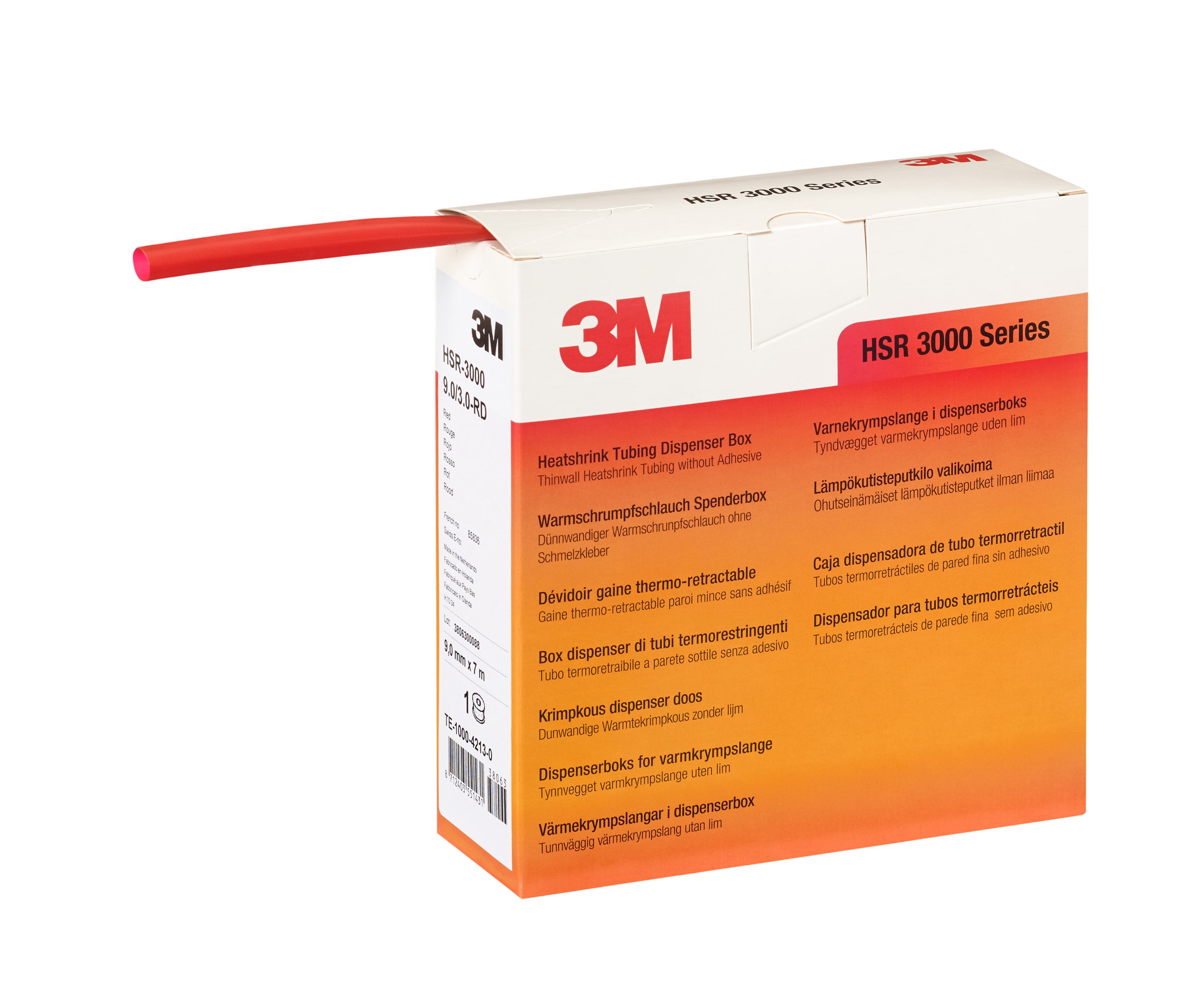 3M - Guaina termorestringente 3M™ HSR-3000 9,0/3,0 mm rosso, Confezione Dispenser da 7 mt.