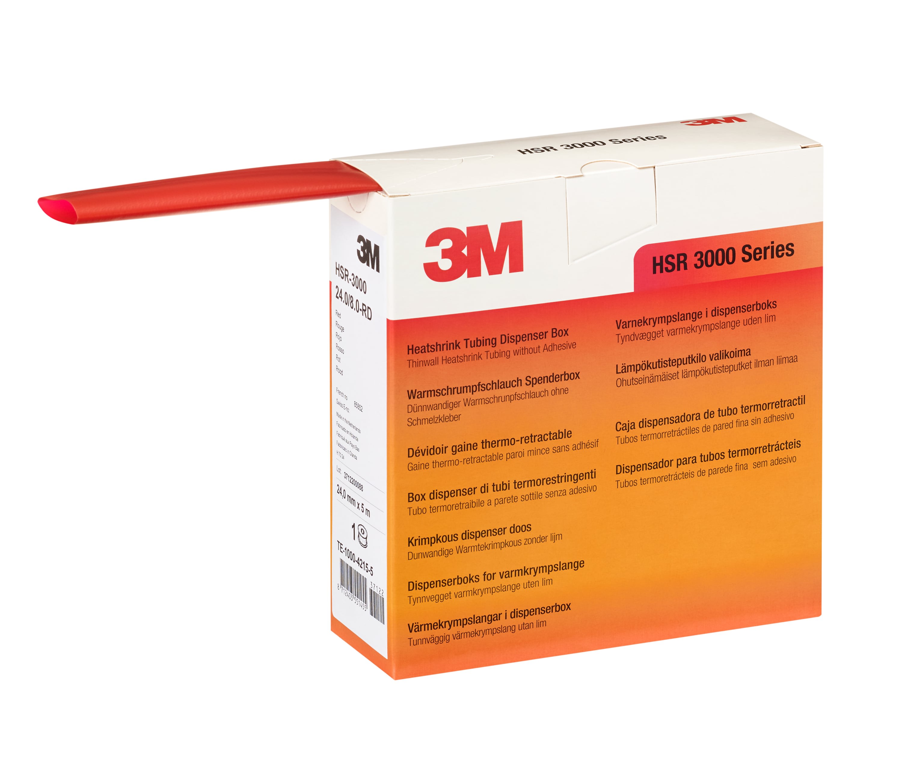 3M - Guaina termorestringente 3M™ HSR-3000 24,0/8,0 mm rosso,Confezione Dispenser da 5 mt.