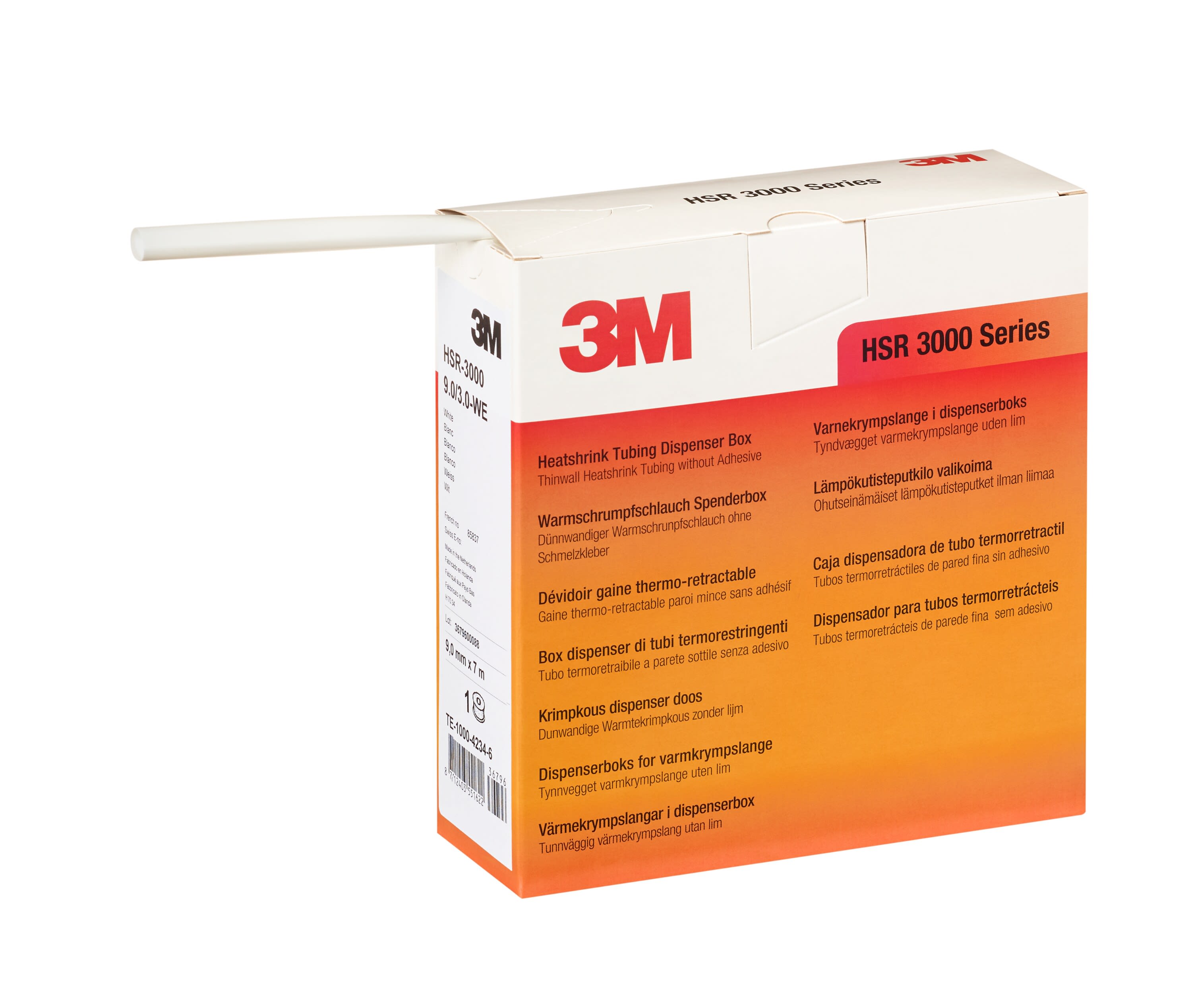 3M - Guaina termorestringente 3M™ HSR-3000 9,0/3,0 mm bianco, Confezione Dispenser da 7 mt.
