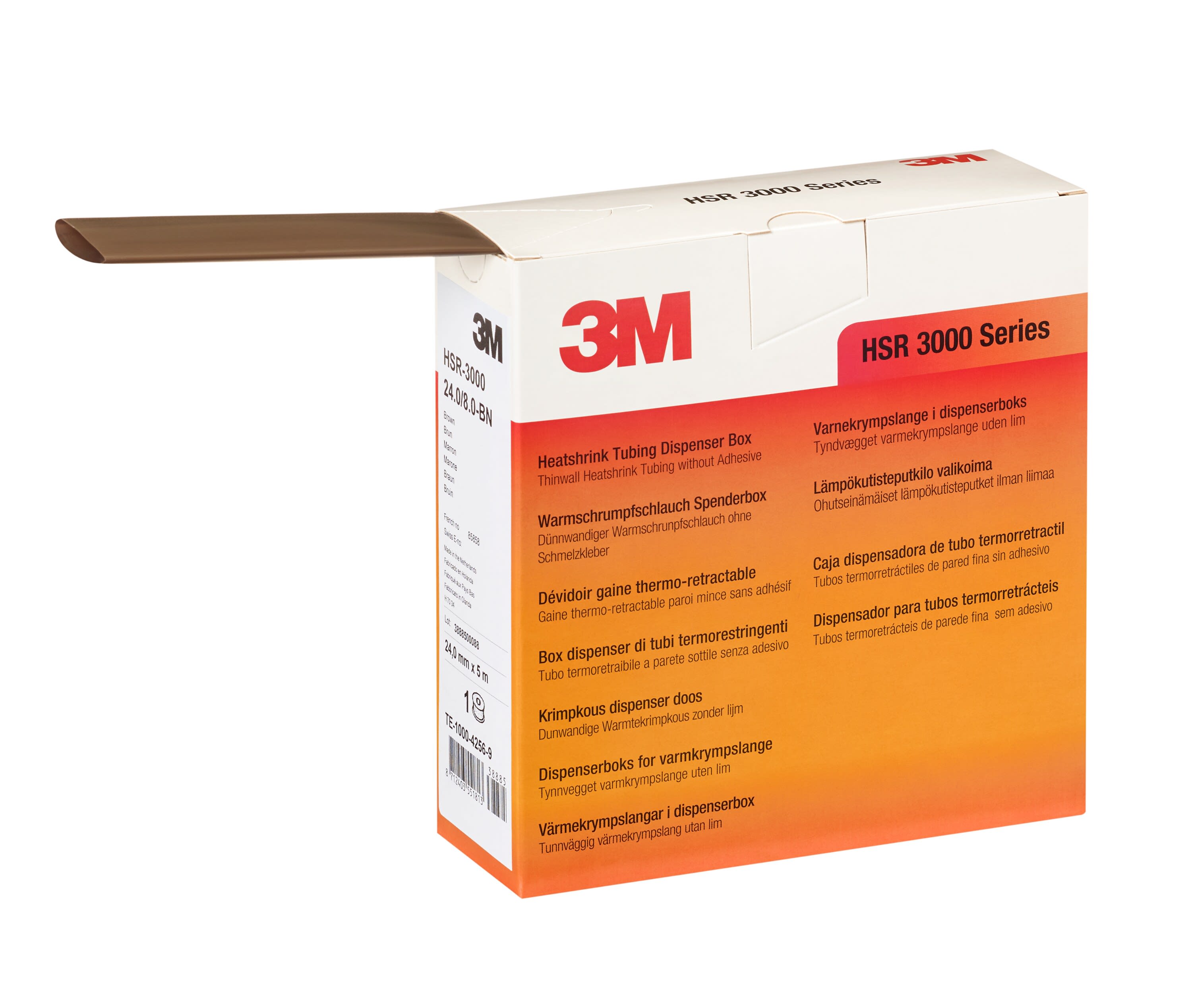 3M - Guaina termorestringente 3M™ HSR-3000 3,0/1,0 mm marrone,  Confezione Dispenser da 10 mt.