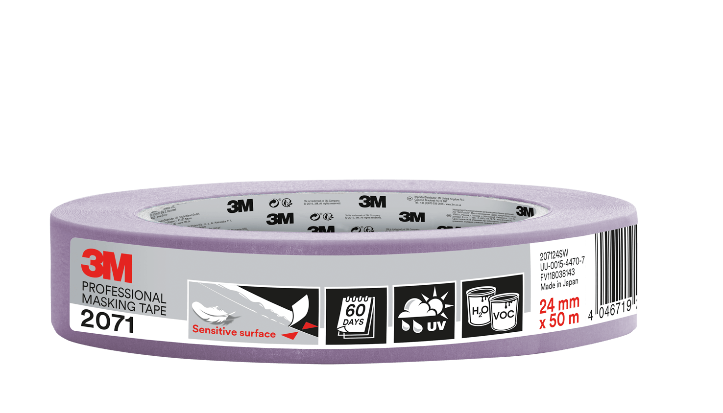 3M - Nastro di mascheratura 3M™ 2071, delicato, viola, 24mm x 50m, 1 Rotolo/Confezione 7100040297