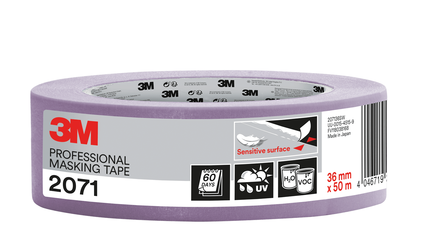 3M - Nastro di mascheratura 3M™ 2071, delicato, viola, 36mm x 50m, 1 Rotolo/Confezione