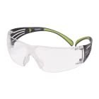 3M - 3M™ SecureFit™ 400 Occhiali di protezione, montatura nera/verde, antigraffio/anti-appannamento, lenti trasparenti, SF401AS/AF-EU