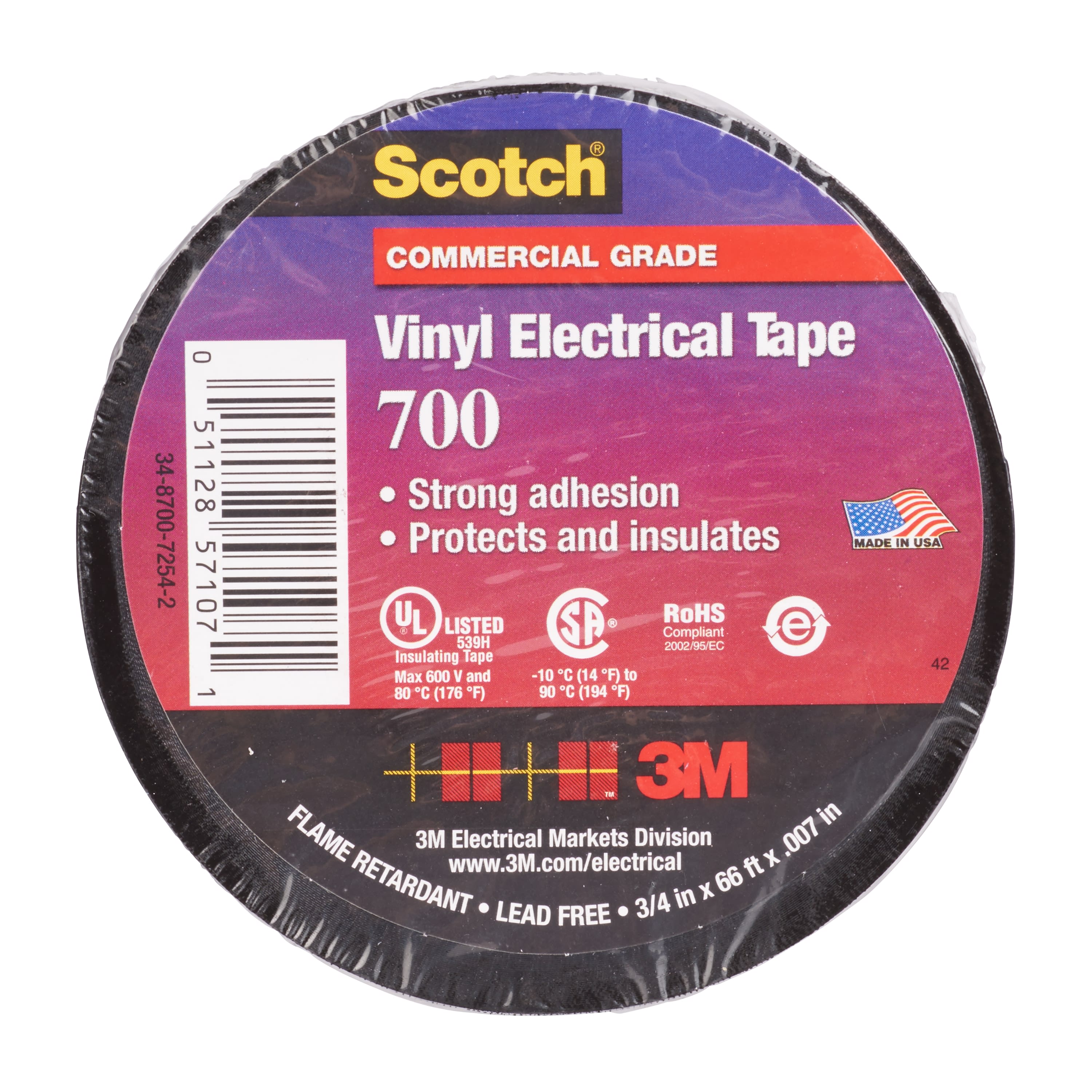 3M - Scotch® 700 Nastro elettrico in vinile nero 19mm x 20m