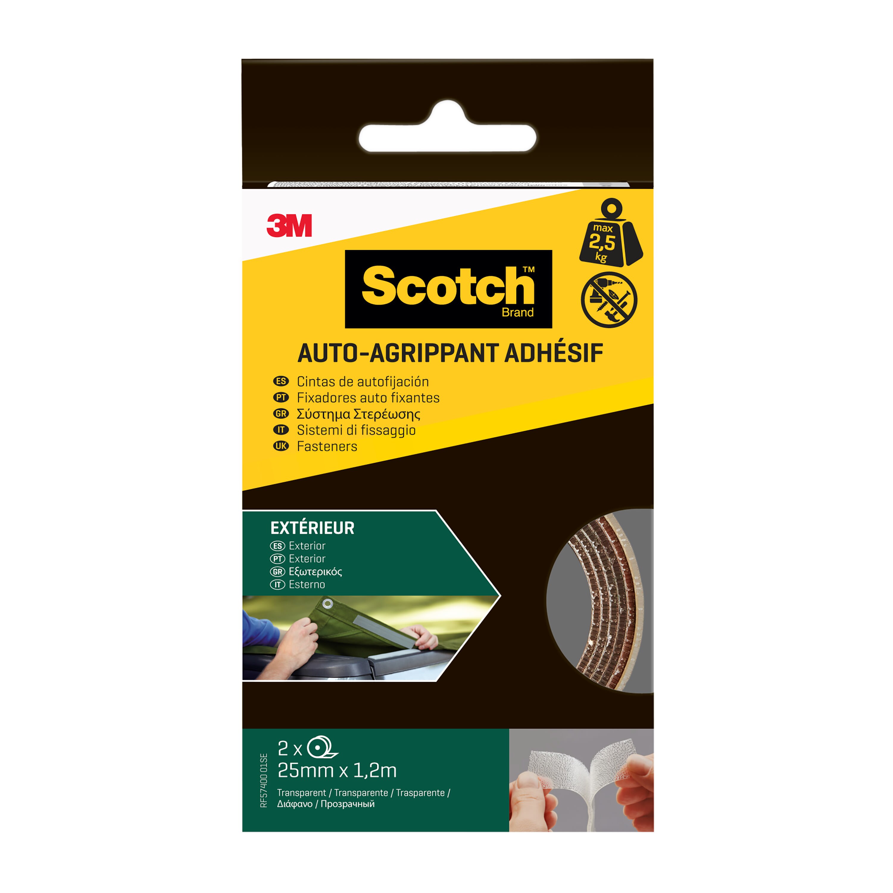 3M - Scotch™ Dispositivi di fissaggio per esterni trasparenti, 25 mm x 1,2 m, RF5740001