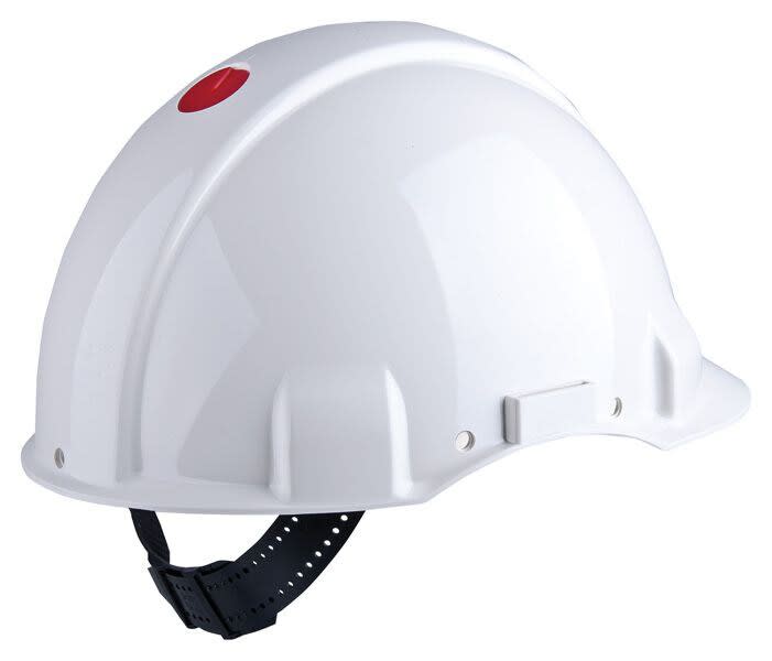 3M - Elmetto 3M™, Uvicator, blocco su perno, non ventilato, dielettrico 440 V, fascia antisudore in plastica, bianco, G3001CUV-VI