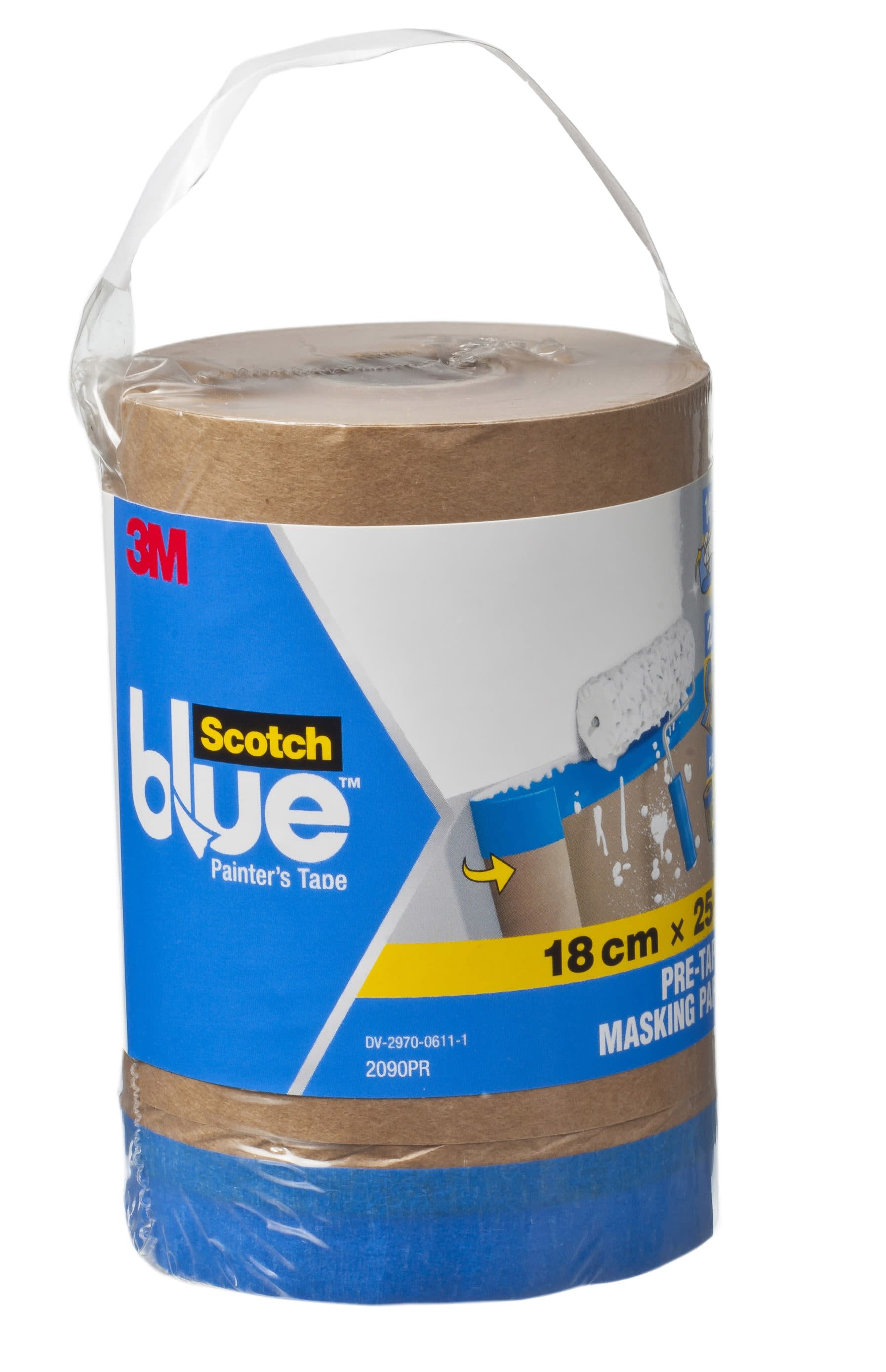 3M - Carta prenastrata Scotchblue™ ricarica 2090PR, 180 mm x 25 m, 1 Rotolo/Confezione
