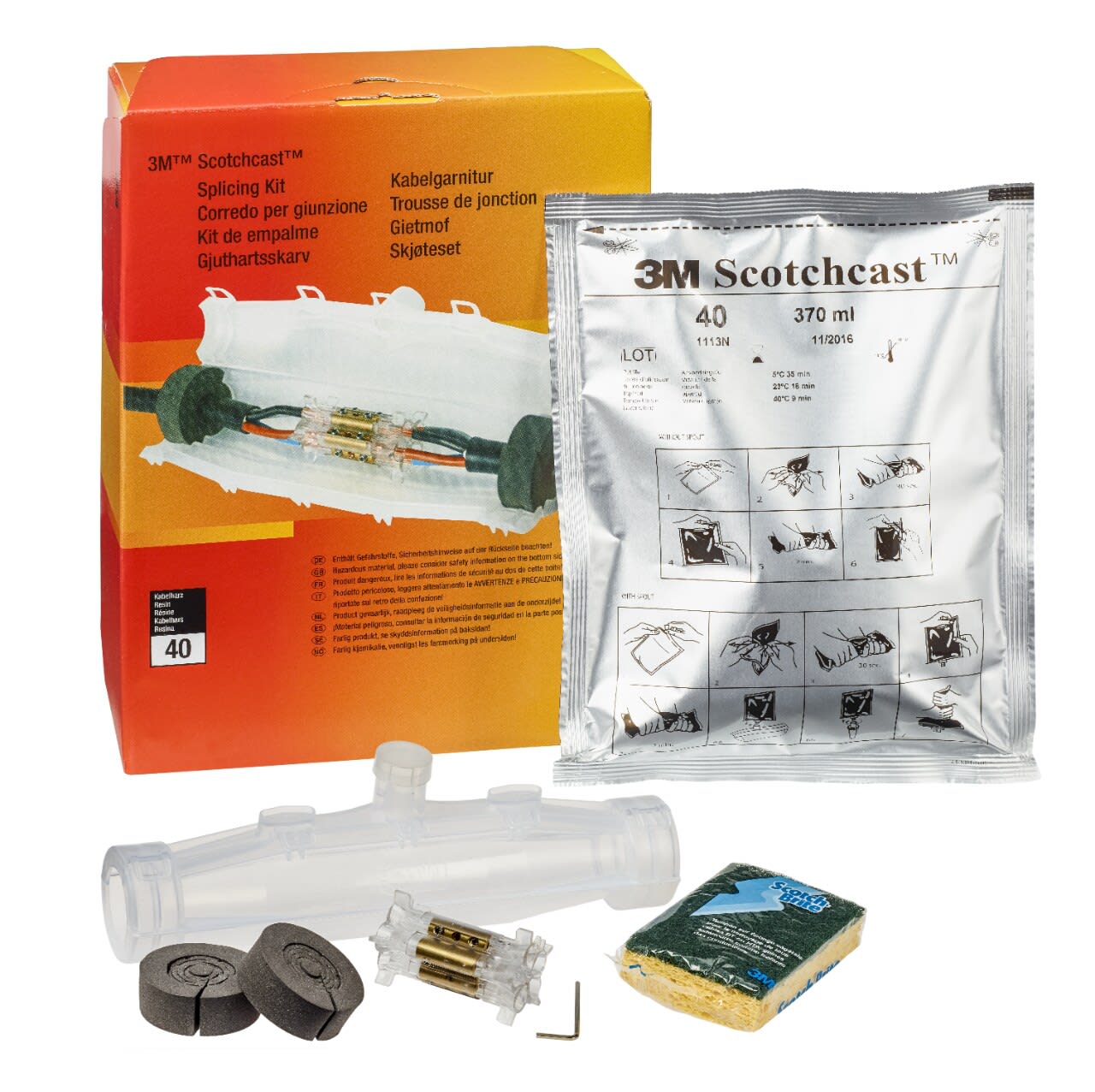 3M - Kit in resina 3M™ Scotchcast™ serie 92-NBA dimensione A3, 1 kV. Il kit include un connettore meccanico. 7000092605