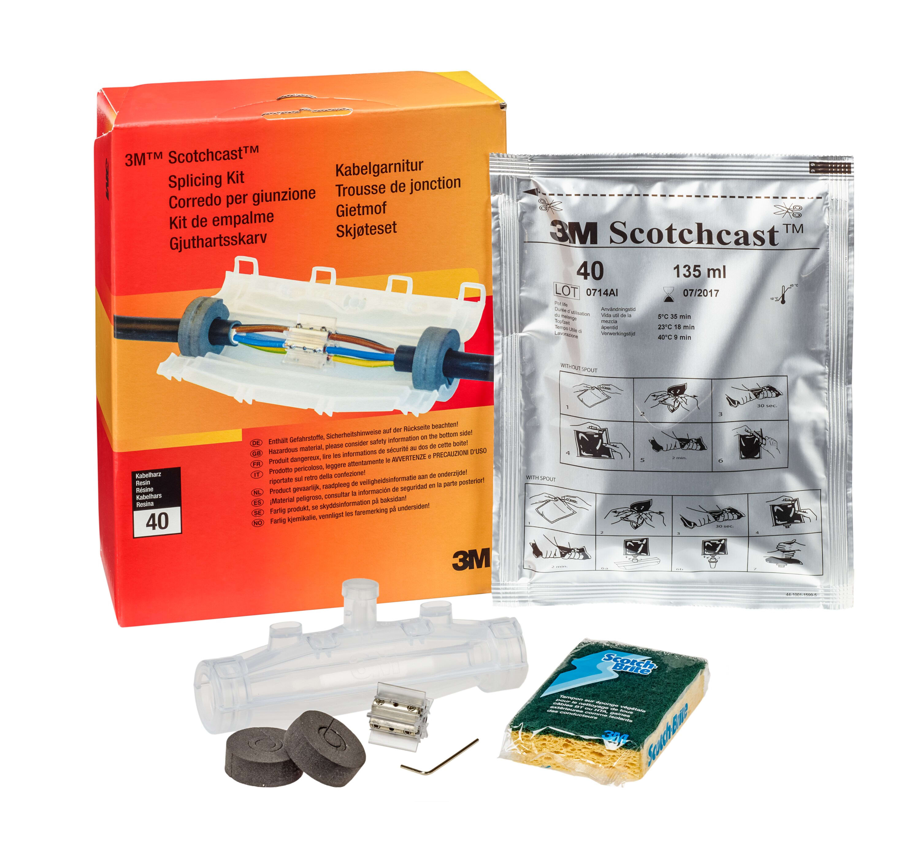 3M - Kit in resina 3M™ Scotchcast™ serie 92-NBA dimensione A1, 1 kV. Il kit include un connettore meccanico.