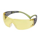 3M - 3M™ SecureFit™ 400 Occhiali di protezione, montatura nera/verde, antigraffio/anti-appannamento, lenti color ambra, SF403AS/AF-EU