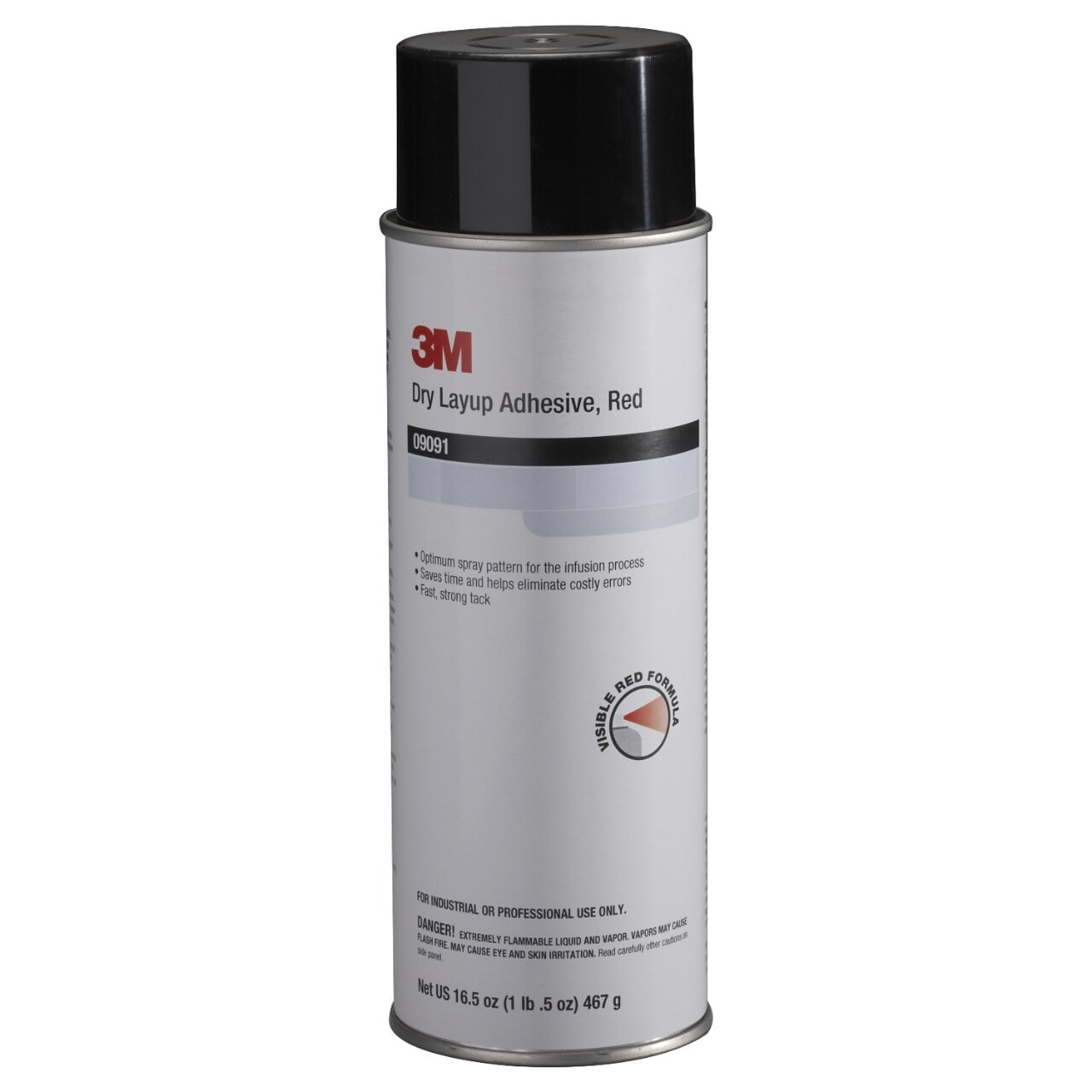 3M - 3M™ Wind Adesivo spray PN09091 rosso, per laminazione materiali in vetro resina, bombolette aerosol da 467g, confezione da 12pz