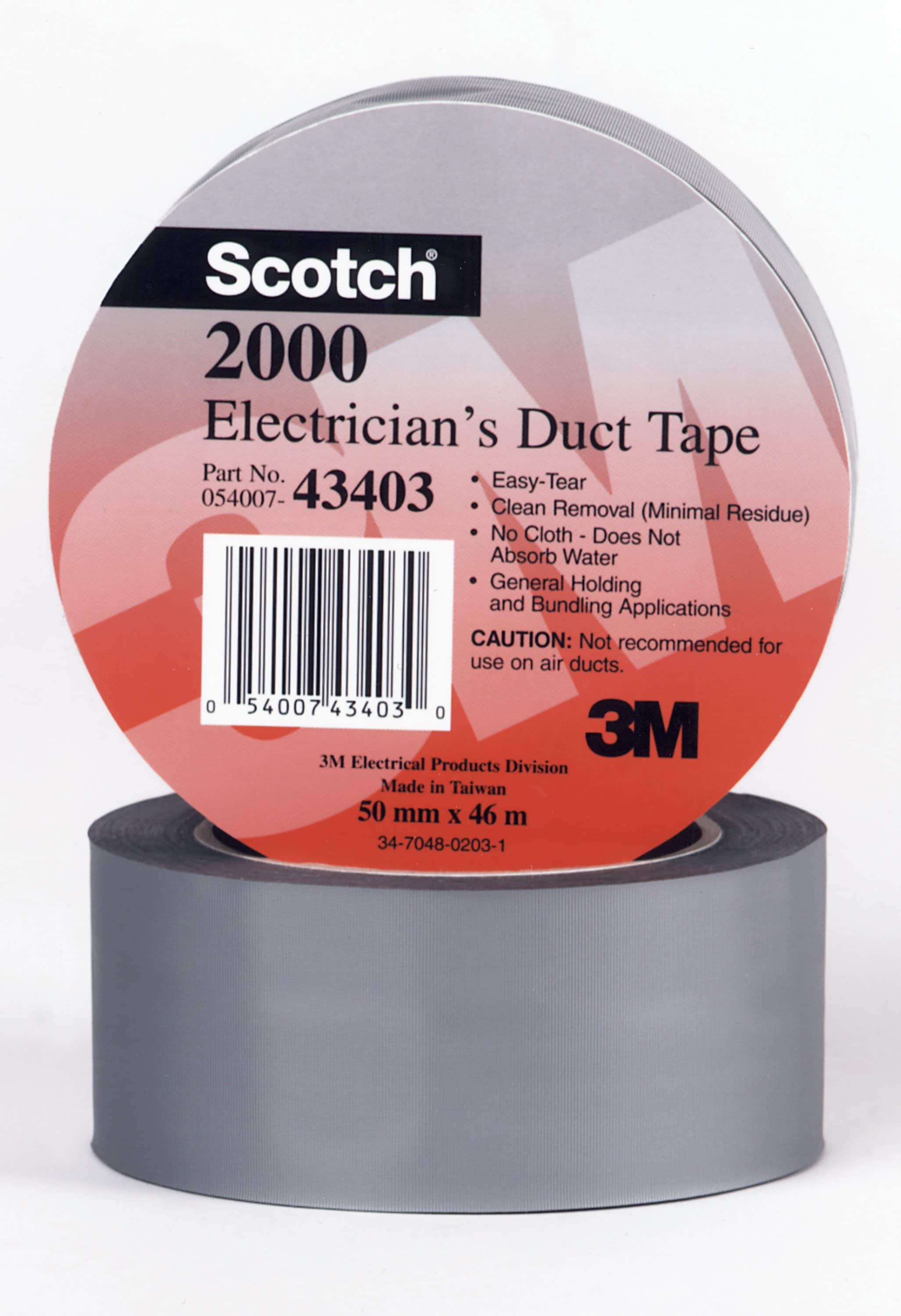 3M - Scotch® 2000 Nastro adesivo telato per elettricisti, Grigio, 50 mm x 46 m