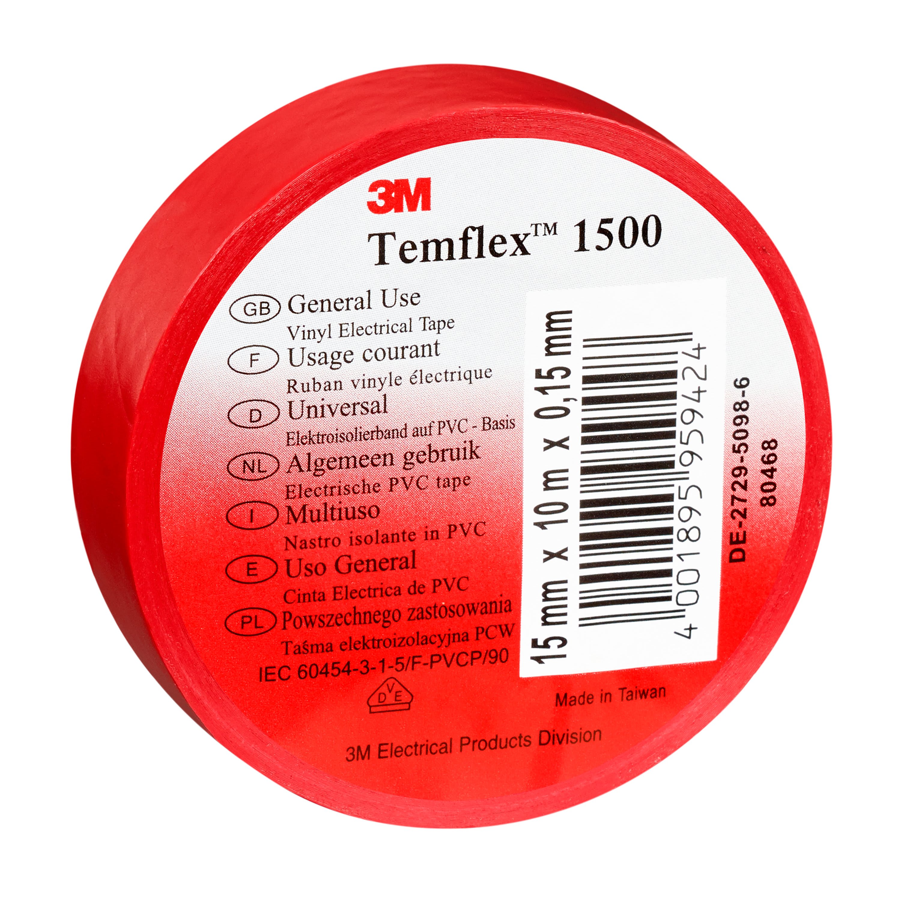 3M - TEMFLEX 1500   ROSSO 15X10X0