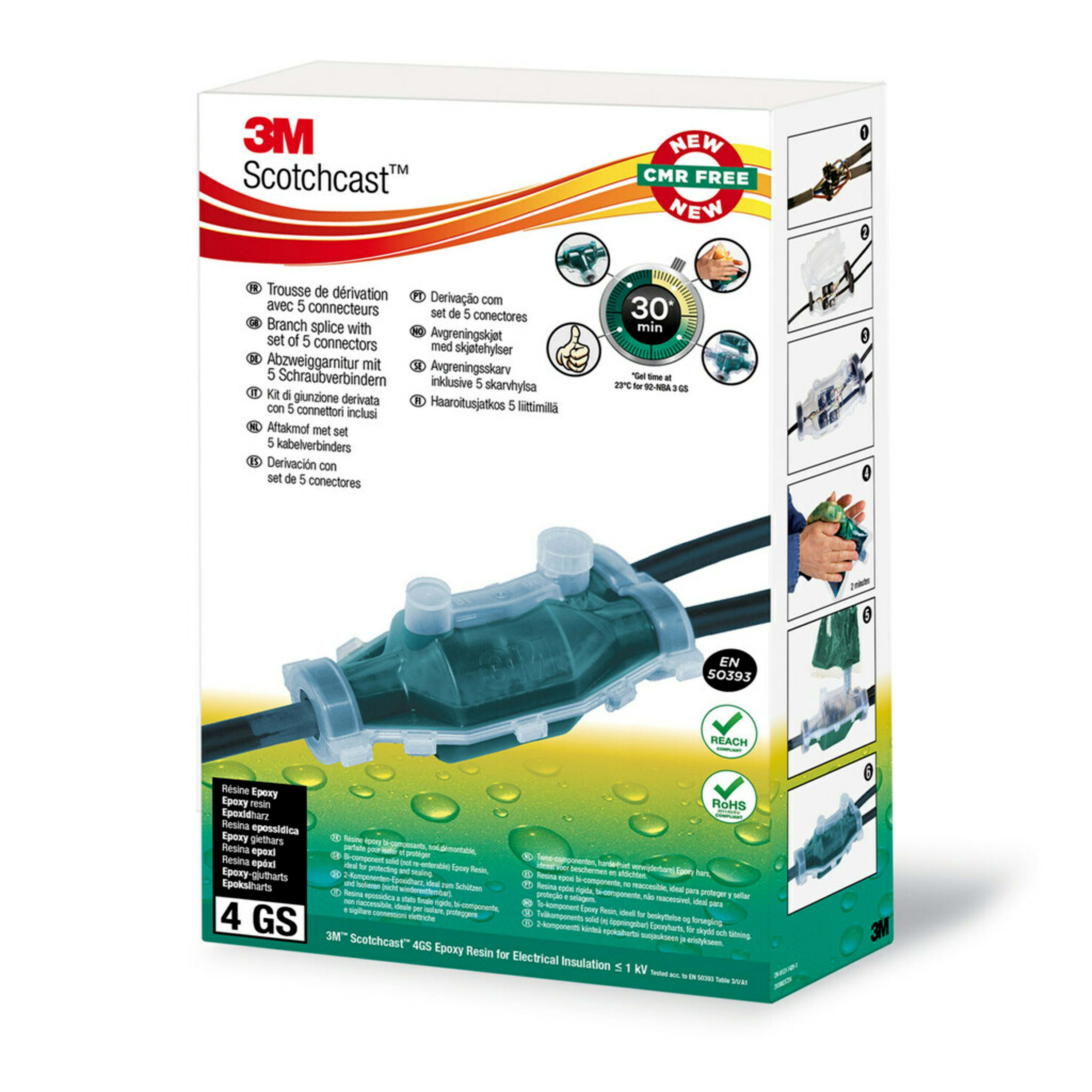 3M - 3M™ Scotchcast™ kit a resina 92-NBB GS, Size 0, cross section 4x1.5-4x4 mm2 (main and branch), 10 kits per case.