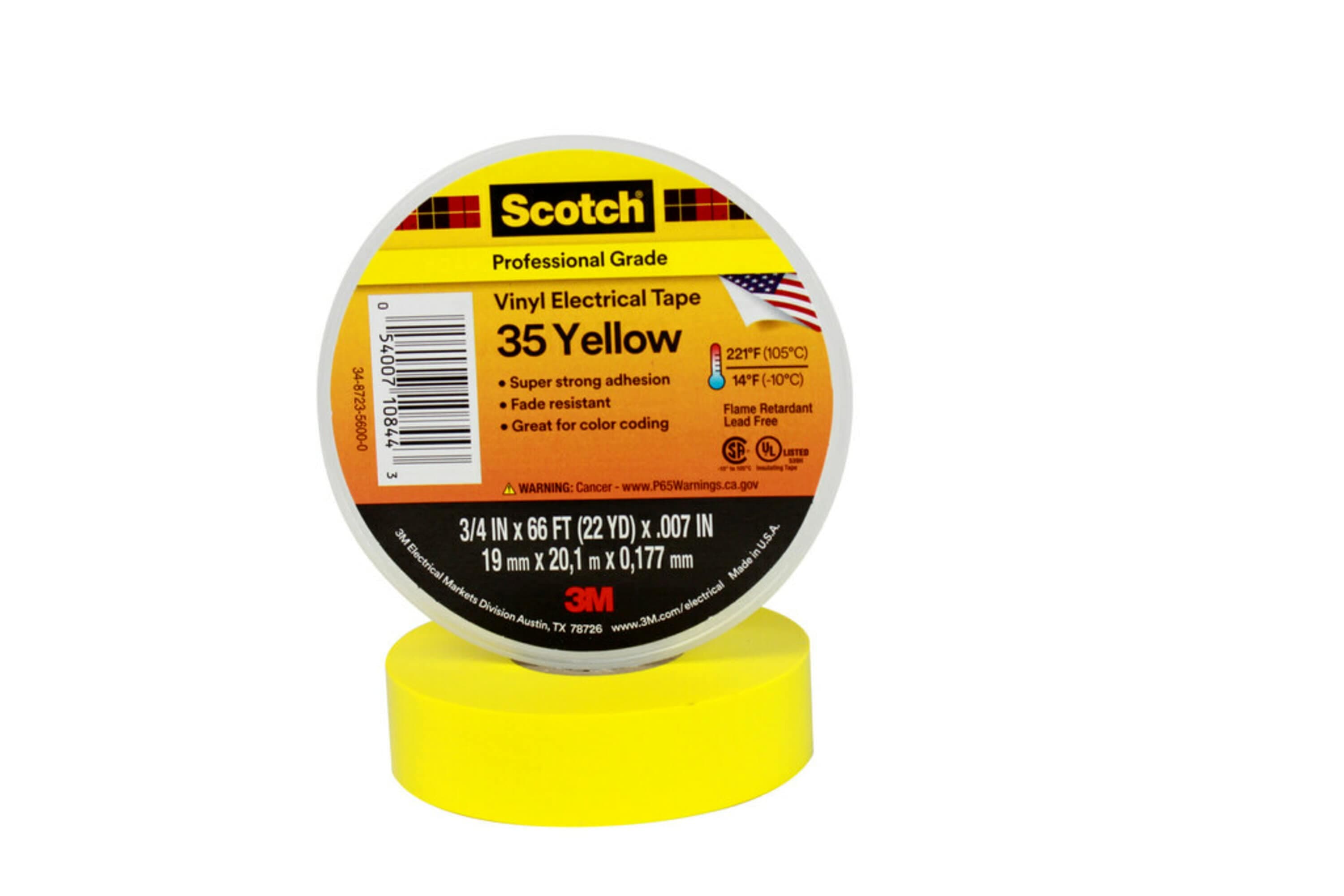 3M - Nastro isolante in vinile Scotch® 35, 19 mm x 20 m, giallo