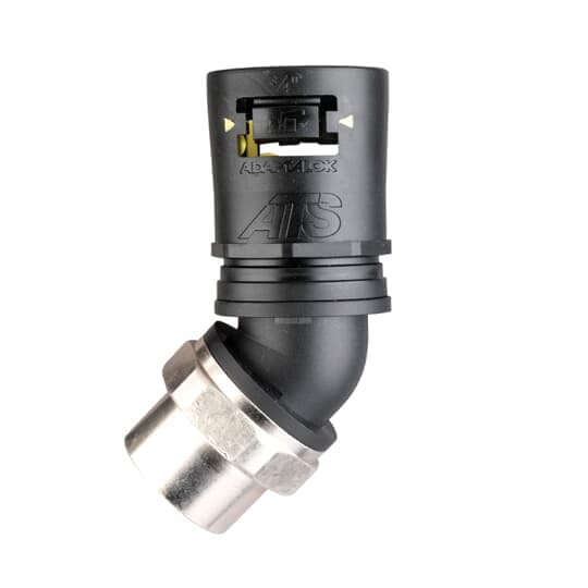 ABB - Raccordo a gomito 45 gradi femmina maschio M16 nero giallo IP68/69 con guarnizione.