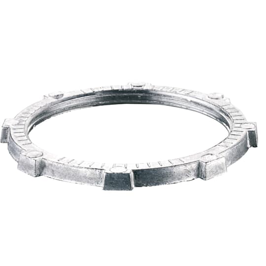 ABB - Galvanized steel M32 locknut with zinc-plated M32 accessory ring.