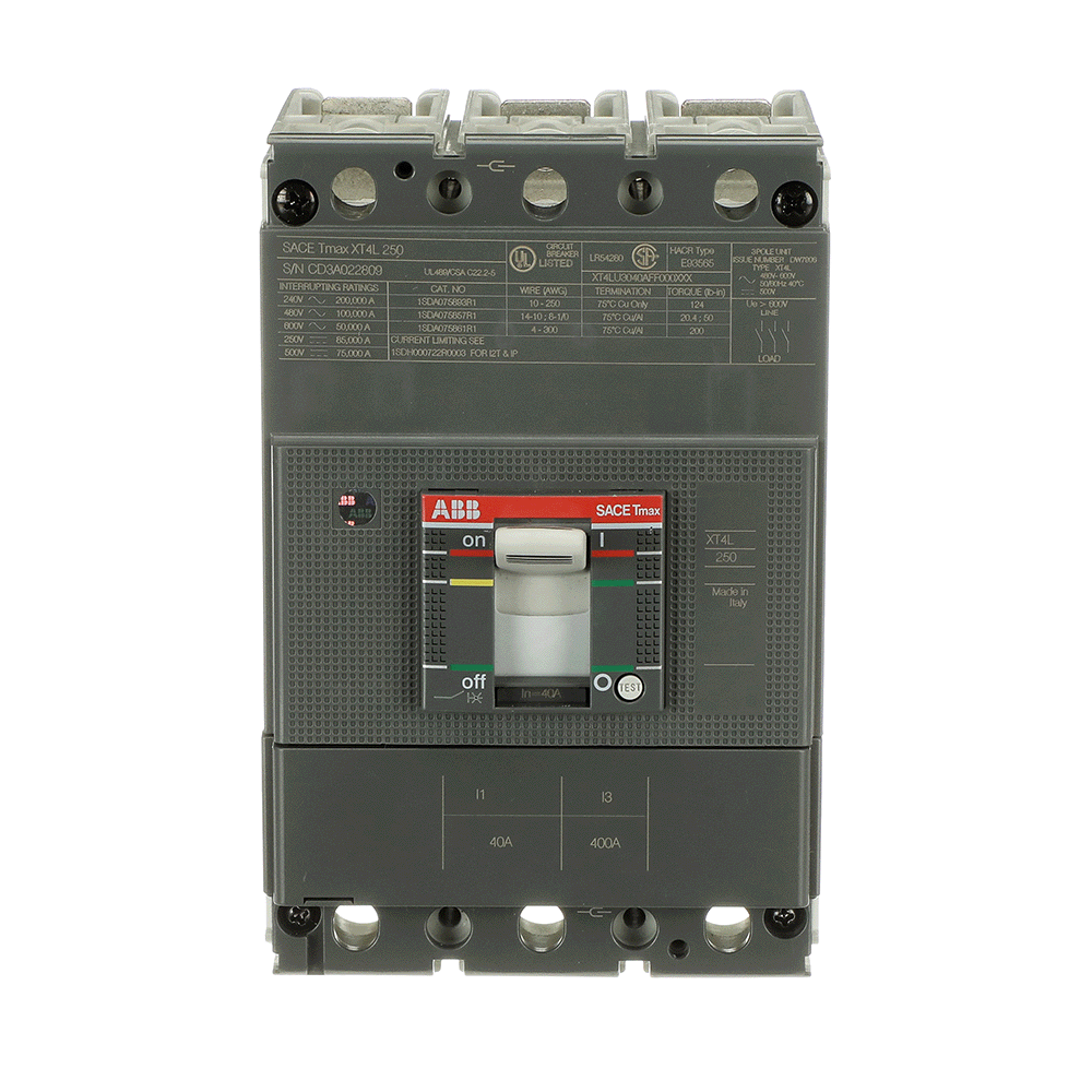ABB - XT4L 250 TMF 40-400 3p F UL/CSA - Affidabile e sicuro, il XT4L 250 TMF 40-400 3P F UL/CSA è la soluzione ideale per le tue esigenze elettriche.