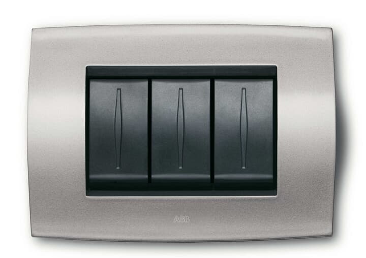 ABB - Placca soft tecnica 4 moduli grigio argento Elos.
