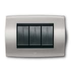 ABB - Placca soft tecnica 4 moduli grigio argento Elos.