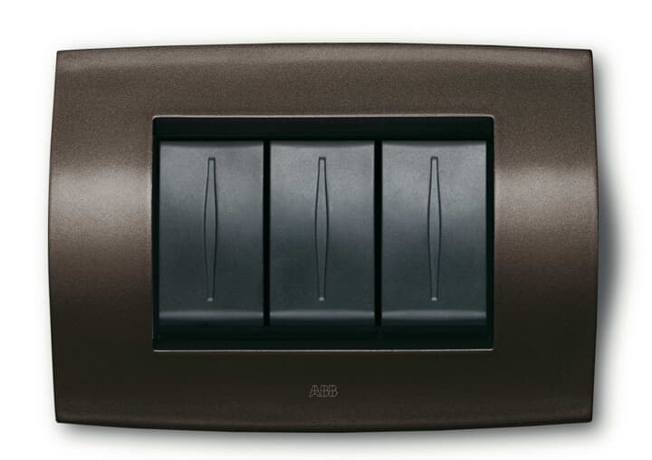 ABB - Placca Soft Tecnica 4M Marrone Havana Cover Plate 4 Modules Elos 4gang Brown