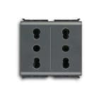 ABB - Presa doppia 2P+T, 16A, Biv, Standard Italian type Bipasso Black - Elos.
