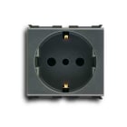 ABB - Socket-outlet 2P+E, 16A, P30 type Italian Black Elos PRESA 2P+T, STD IT/DE CON SCHERMI.