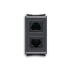 ABB - Connettore telefonico RJ11 doppio a 2 gang nero - Elos.
