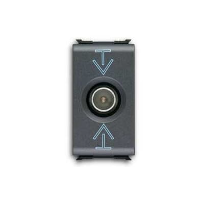 ABB - Co-axial TV/SAT socket-outlet, with current passing direct, IEC male connector Ø 9,5mm End socket Anthracite - Elos PRESA TV/SAT, DIRETTA, CONNET. MASCHIO.