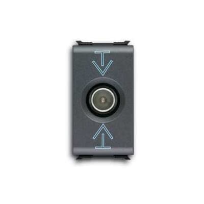 ABB - Co-axial TV/SAT socket-outlet, feedtrough, IEC male connector Ø 9,5mm, 5dB attenuation Loop-through socket Anthracite - Elos PRESA TV/SAT, PASSANTE, CON. MASCHIO,5DB.