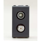 ABB - Double demix TV/SAT coaxial socket, feedthrough, male ø 9.5 mm IEC connector and female F connector Loop-through socket Anthracite CON. M/F DEMIX - Elos