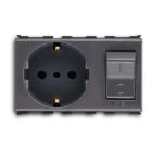ABB - Interlocked socket outlet with MCB 1P+N C16, 2P+T, 16A, 230V, P30 Italian type Black - Elos + AUTOMATIC MAGNET.