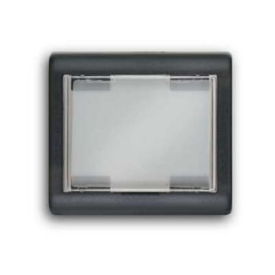 ABB - Interchangeable push-button, 1/2 module, generic with label space for switch/push button, central cover plate black - Elos COPRITASTO 1/2 MOD., CON ETICHETTA.