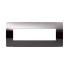 ABB - Placca 7 moduli in metallo nero lucido, cornice 1-gang nera - Chiara.
