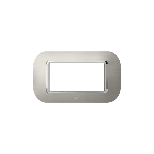 ABB - Round frame, Metal, Brushed steel 4M 1gang Stainless steel - Mylos PLACCA ROUND ACCIAIO SPAZZ. 4M.