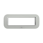 ABB - Round frame, Velvet, Ice 7M 7gang Silver - Mylos PLACCA ROUND VELVET GHIACCIO 7M