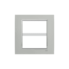 ABB - Square frame metal satin allum 4+4M 2gang titanium placca mylos.
