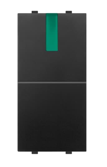 ABB - Pulsante 1P, 16A, NA, LED VERDE, Single-pole push switch, 1NO 1NC 0CO, BLACK - Mylos. 2CSY1025MS