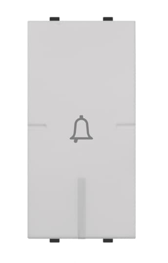 ABB - Pulsante 1P, 16A, NA, campanello, Single-pole push switch, 16A - 250V~, normally open, with BELL symbol, Single push button 1 pole, 1NO 1NC 0CO White - Mylos.