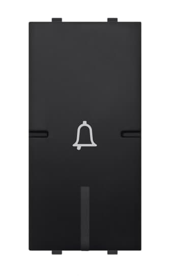 ABB - Pulsante 1P, 16A, NA, Campanello, Single-pole push switch, 16A - 250V~, normally open, with Bell symbol, 1NO 1NC 0CO Black - Mylos.