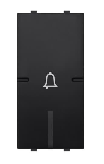 ABB - Pulsante 1P, 16A, NA, Campanello, Single-pole push switch, 16A - 250V~, normally open, with Bell symbol, 1NO 1NC 0CO Black - Mylos. 2CSY1028MS