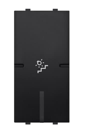 ABB - Pulsante 1P, 16A, NA, LUCE SCALE, Single-pole push switch, 16A - 250V~, normally open, with STAIRLIGHT symbol "light" 1NO 1NC 0CO Black - Mylos 2CSY1030MS