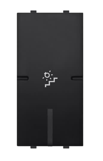 ABB - Pulsante 1P, 16A, NA, LUCE SCALE, Single-pole push switch, 16A - 250V~, normally open, with STAIRLIGHT symbol "light" 1NO 1NC 0CO Black - Mylos 2CSY1030MS