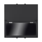 ABB - Pulsante singolo, 16A - 250V~, normalmente aperto, con portaetichette retroilluminata, 2 moduli (LED incorporato) Simbolo "luce" Pulsante 1 polo, 1NA 1NC 0CO Nero - Mylos Pulsante 1P, 16A, NA, 2 moduli.